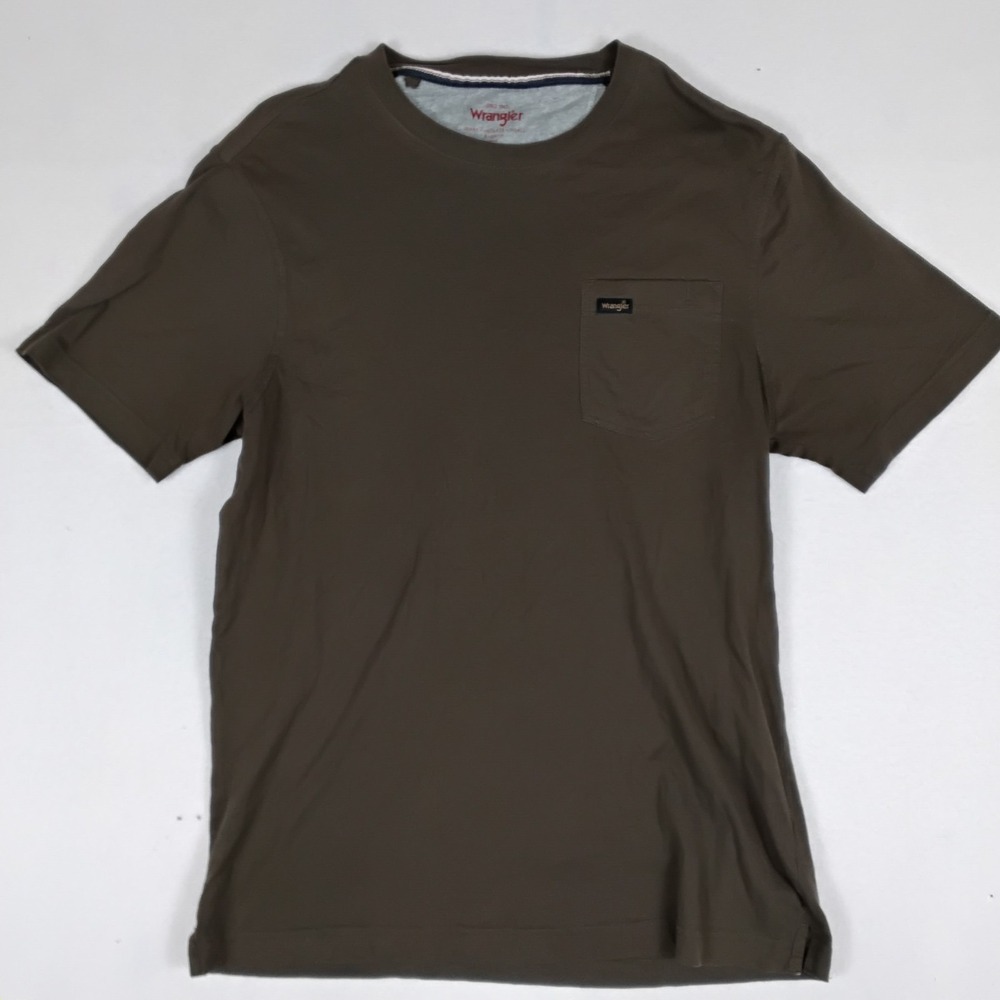Wrangler Mens Brown Pocket T Shirt Short Sleeve Crew Neck Casual Workwear S